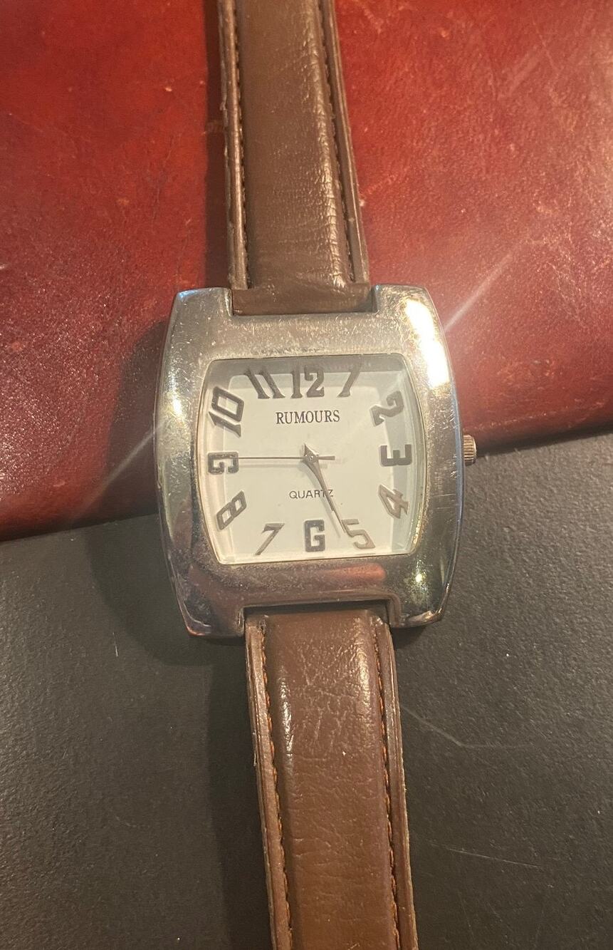 Unisex 40mm Silver Tone Rumours watch, Brown Leather Band